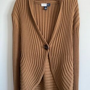 Jones New York Tan Ribbed Cardigan Sweater